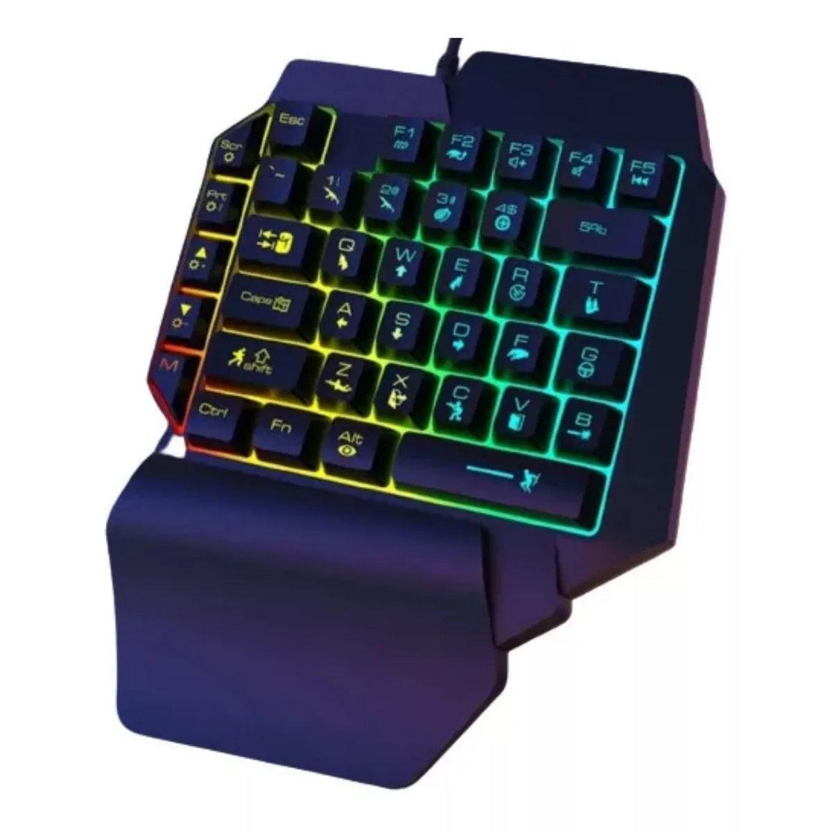 Teclado Gamer Uma Mão RGB LED Single Handed